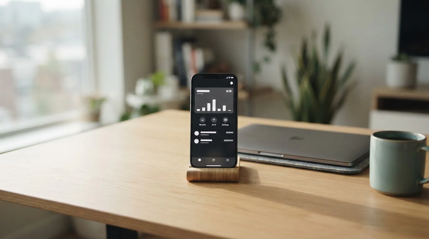 Digital wallet app open on a smartphone beside a laptop on a desk