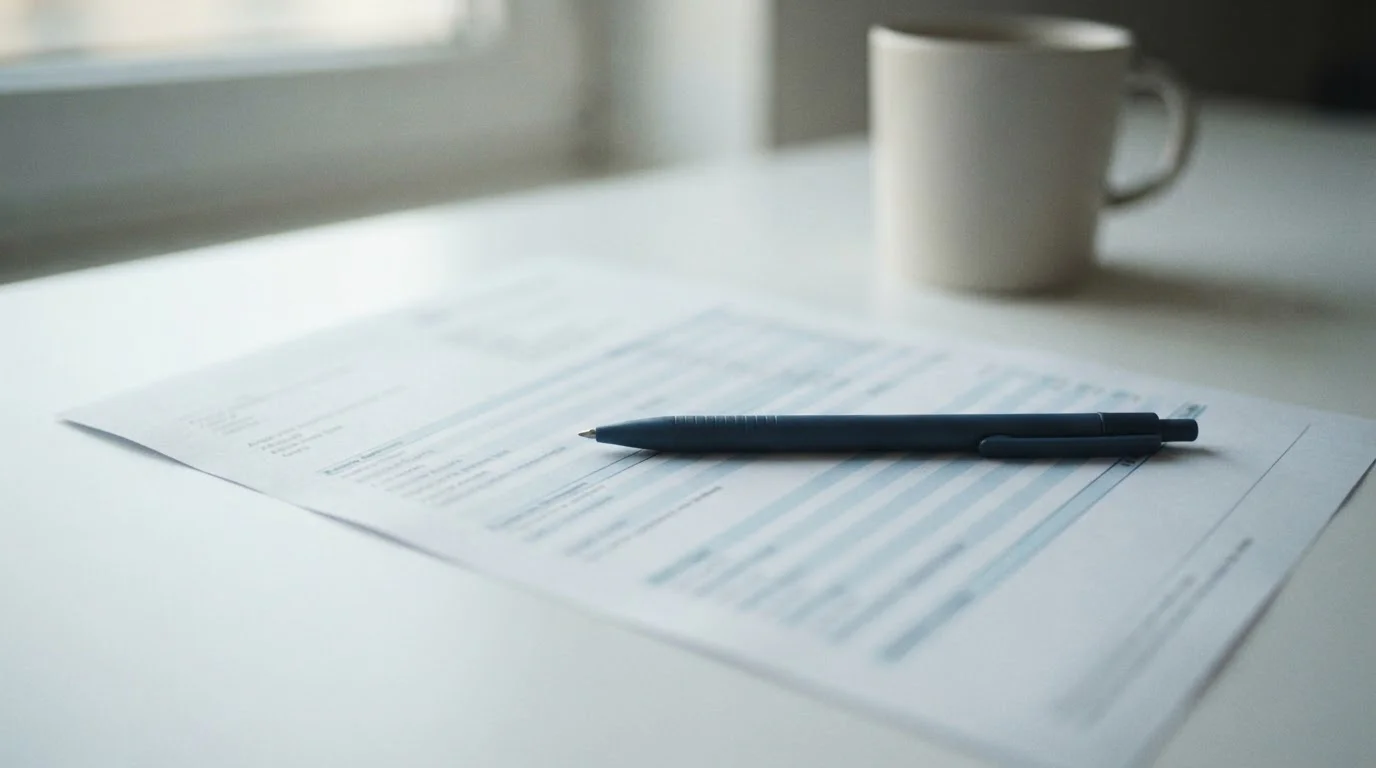 Printed account statement with a pen resting on an itemised charge line