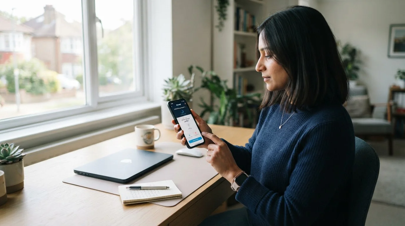 Person using mobile banking app for instant casino deposit with secure authentication
