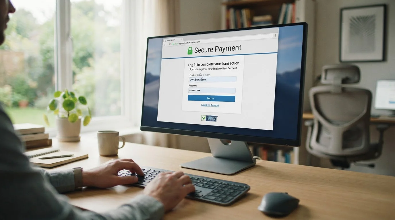 Desktop screen showing PayPal login interface during casino deposit process