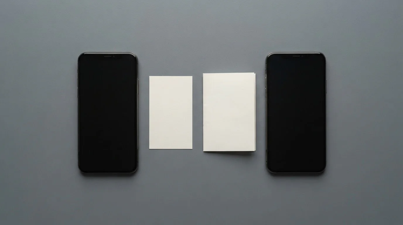 Two mobile phones side by side on a plain surface, one prepaid and one on contract