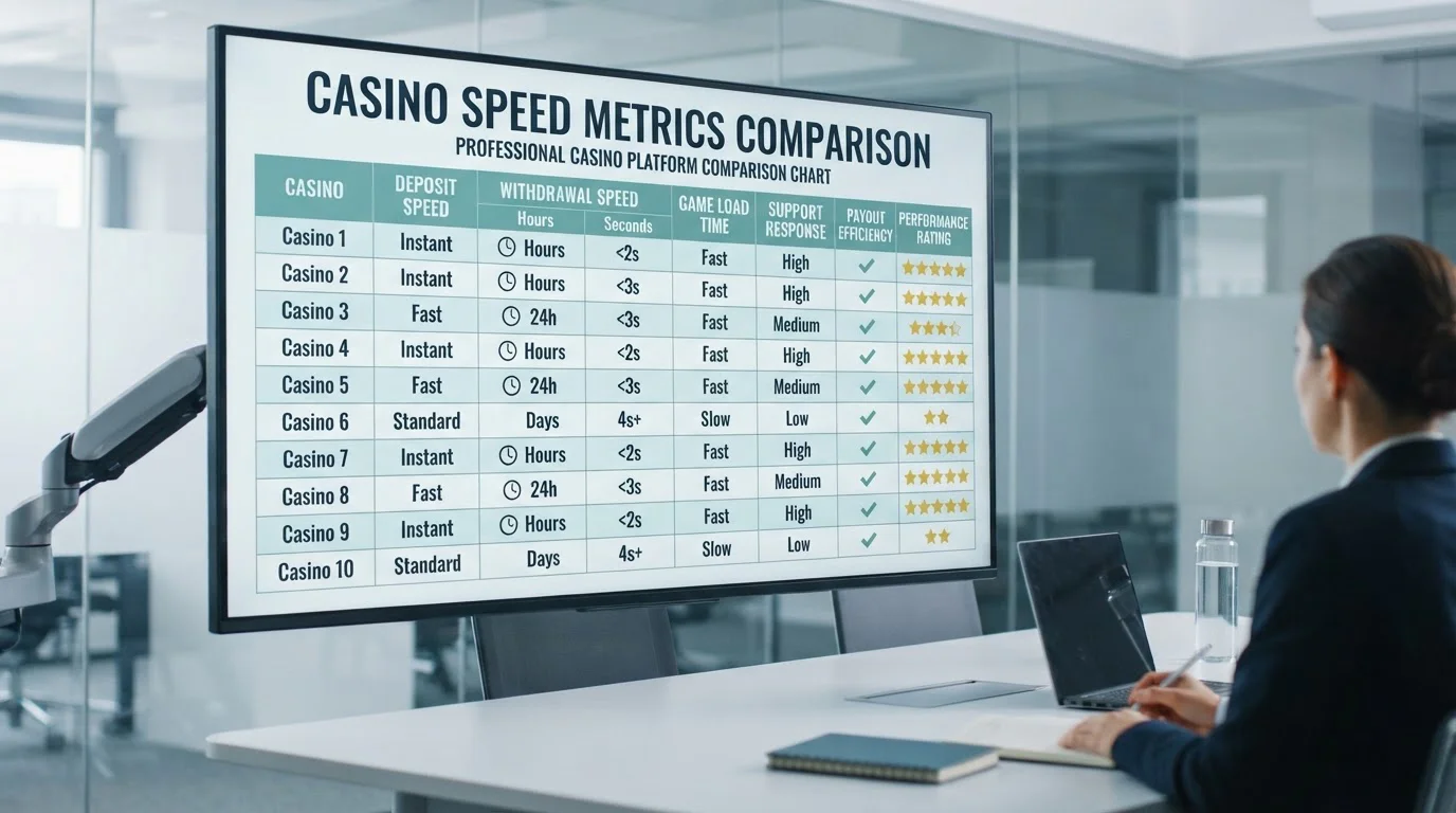 Comparison table showing UK casino withdrawal speeds and licences