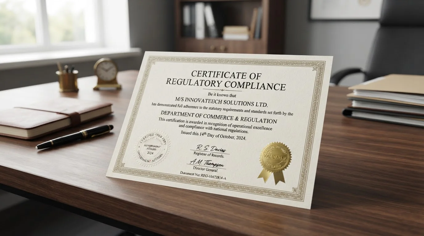 Official document showing UKGC license certificate with regulatory seal
