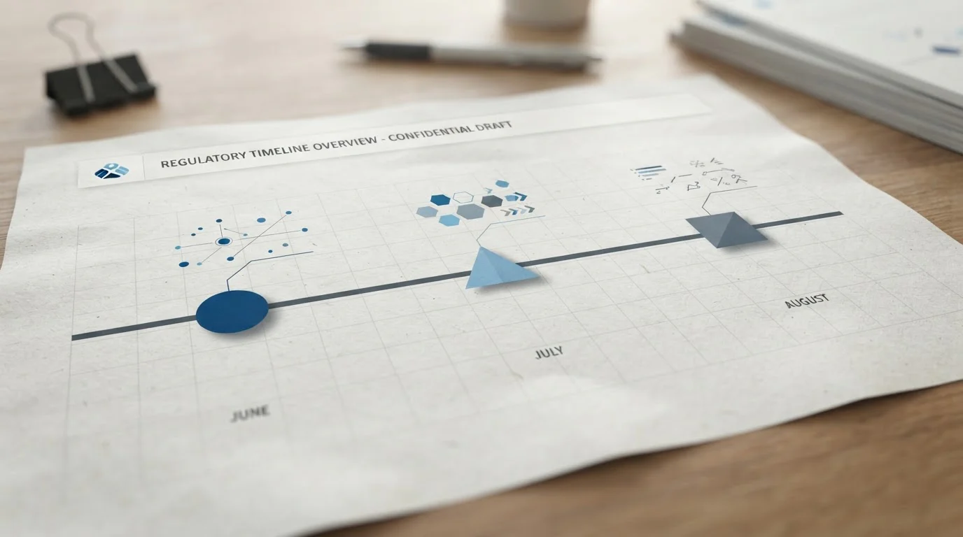 Timeline visualization showing key dates from June to August 2020
